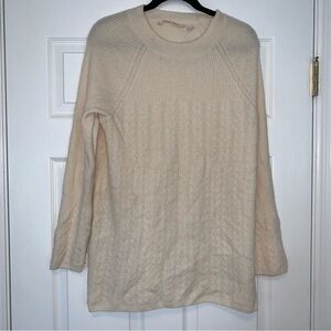 Soft Surroundings Cashmere Sweater Soft Cream Long Sleeve Cable Knit